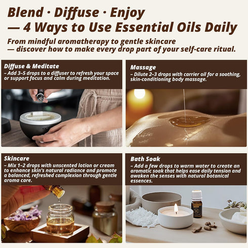Set, 8 5 ml Essential Oils Gift x Pure Aromatherapy Oils with Rose, Frankincense, Lavender, Tea Tree, Peppermint, Lemon