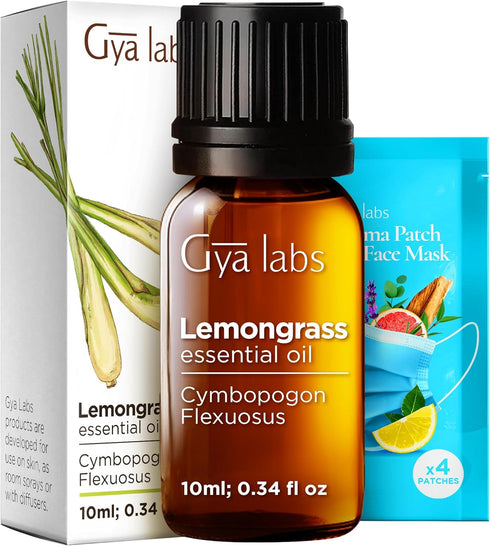 Set Set 2x10ml Lemongrass Essential Oil for Diffuser & Peppermint Oil for Hair - Aromatherapy Grade Essential Oils