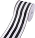 2.5 Inch Wide Wired Gift Wrapping Ribbon, 10 Yards, Black White Stripe for Crafts, Christmas Tree Decor