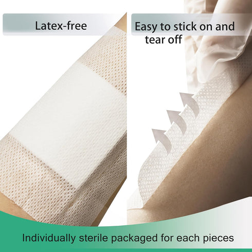 QICHUANG 4X14 Inches 25 Pack,Medical (4X14INCHES-C25) Extra Large Sterile Adhesive Island Wound Dressing Bandages - Non