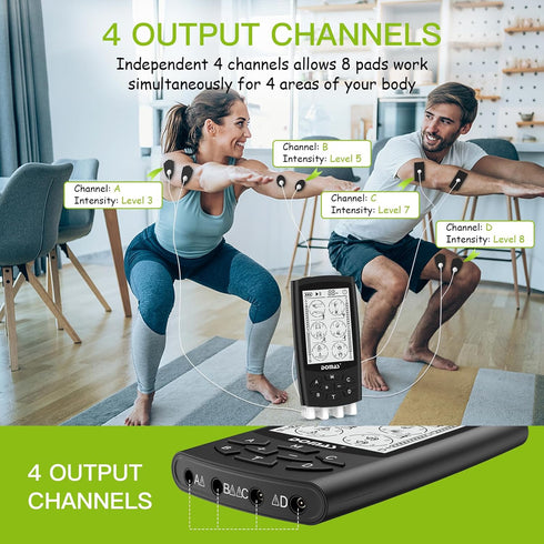 DOMAS TENS Unit Muscle Stimulator, 24 Modes Electronic Pulse Massager with 16 Electrode Pads for Pain Relief