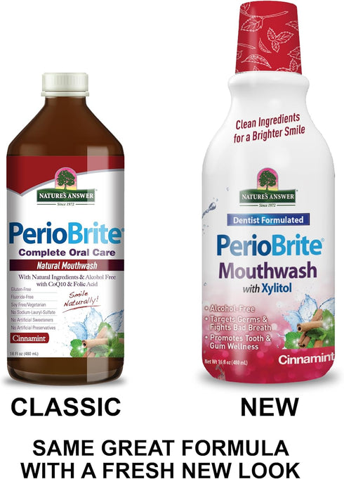 Nature's Answer PerioBrite Alcohol-Free Mouthwash, Cinnamon, 16-Fluid Ounce, Pack of 2