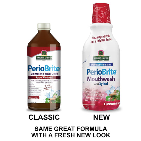 Nature's Answer Periobrite Alcohol-Free Mouthwash, Cinamint, 16 Ounce (2 Pack), Fluoride Free Breath Freshener