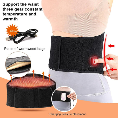SONGBIRDTH Back Heating Waist Pad, Electric Waist Support Vibration Massage Lower Back Pain Lumbar Spine Cramps