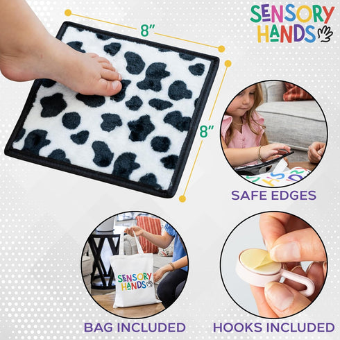 Textured Sensory Mats for Special Needs Kids, 8" Colorful Fidgeting Tactile Toys for Learning & Play, 12 Pack with Hooks