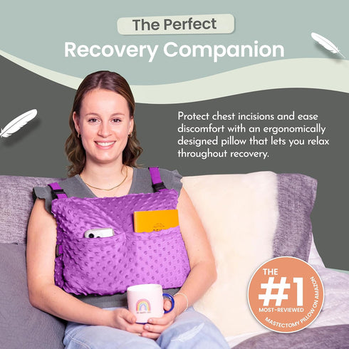 MOYOAMA Post Mastectomy Pillow Post Surgery - Wearable Chest Protection with Secure Straps, Easy-Clean Removable Cover