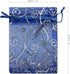 100pcs Sheer Organza Favor Bags for Wedding Baby Shower - Rattan Print Gift Bags, Drawstring Pouches (4x6 inch, blue)