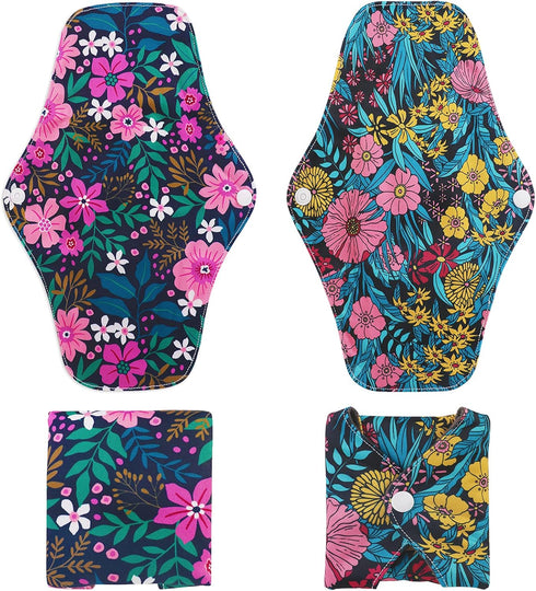 PHOGARY Set (7 1, 25.4cm 4 Reusable Menstrual Pads, Bamboo Cloth Pads for Heavy Flow with Wet Bag, Large Sanitary Pad