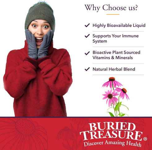 Buried Treasure ACF Extra Strength Immune Support, 16oz with Dose Cup, Vitamins and Herbs for Dietary Immunity Boost