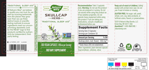 Nature's Way Skullcap Herb - Traditional Herbal Sleep Support - Non-GMO Project Verified - 100 Vegan Capsules
