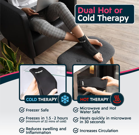 Magic Gel Ankle Ice Pack Wrap - Reusable Hot or Cold Wrap for Injuries, Soft Flexible Compression for Ankles, Foot,