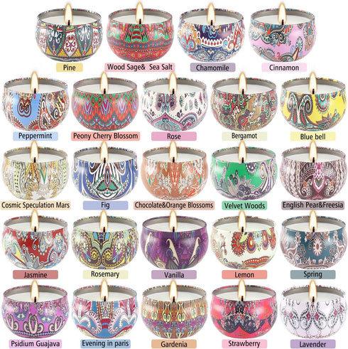 Wfmolcand 24 Pack Set 2.5 oz Sets Set Scented Candles Gift for Women, Aromatherapy Candle Gift for Mom,Soy Candle