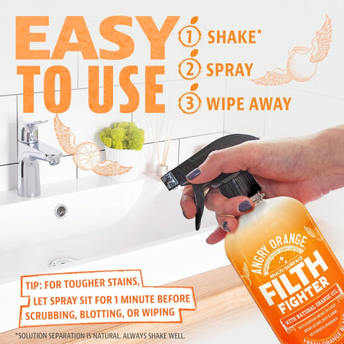 ANGRY ORANGE All-Purpose Cleaner Spray, Multipurpose for Kitchen and Bathroom, 24 Fl. Oz - Pack of 1