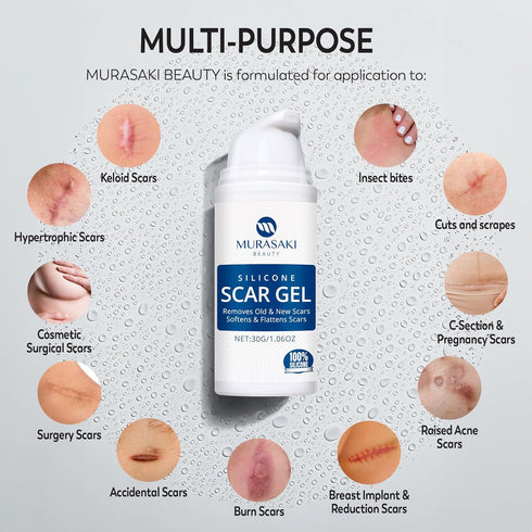 100% Silicone Scar Gel, Advanced Scar Cream for Surgical Scars, C-Section, Stretch Marks, 1.06oz (30g)