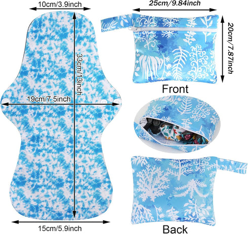 PHOGARY (7 1), Set Reusable Menstrual Pads in Bamboo Cloth Pads for Heavy Flow with Wet Bag, Washable Overnight Cloth