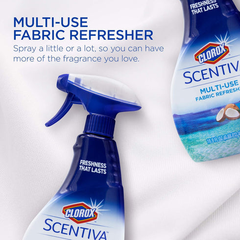 Clorox Scentiva Multi-Use Fabric Refresher Spray | 16.9 Ounces Fabric Freshener for Closets, Upholstery, Curtains,