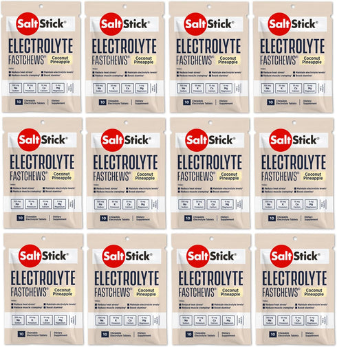 SaltStick Electrolyte FastChews, Chewable Tablets, 120 Count, Coconut Pineapple, Sports Nutrition, Hydration Tablets