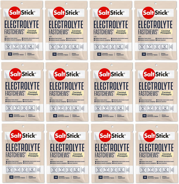 SaltStick Electrolyte FastChews, Chewable Tablets, 120 Count, Coconut Pineapple, Sports Nutrition, Hydration Tablets