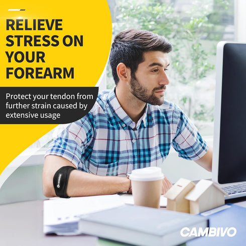 CAMBIVO 2 Pack Tennis Elbow Brace for Men & Women, Adjustable Elbow Strap with Compression Pad for Pain Relief