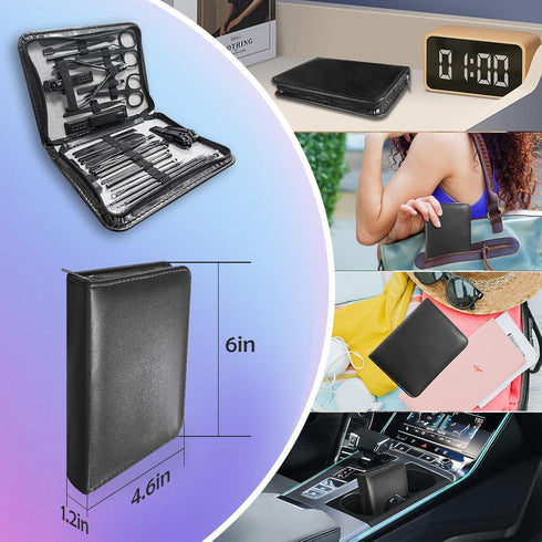 Manicure Set 30 In 1 Personal Care Grooming Kit with Luxurious Travel Case, Nail Clippers for Men (Black)