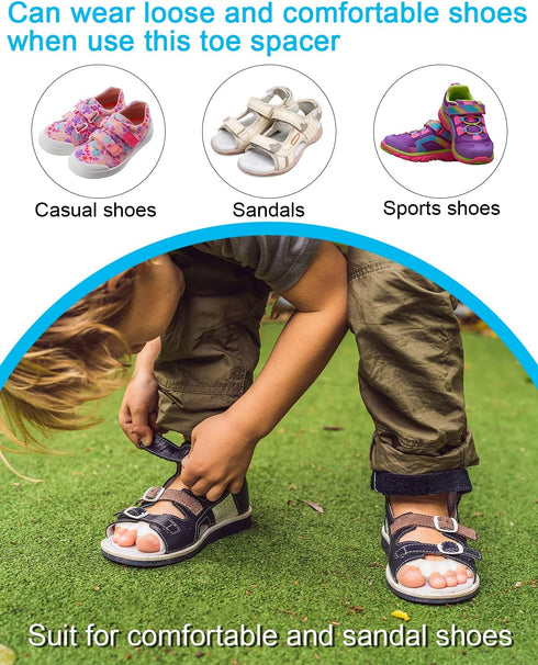 Soft Toe Spacers for Correct Toes Alignment, 3 Pairs Gel Separators Bunion Corrector for Children Foot Pain Relief