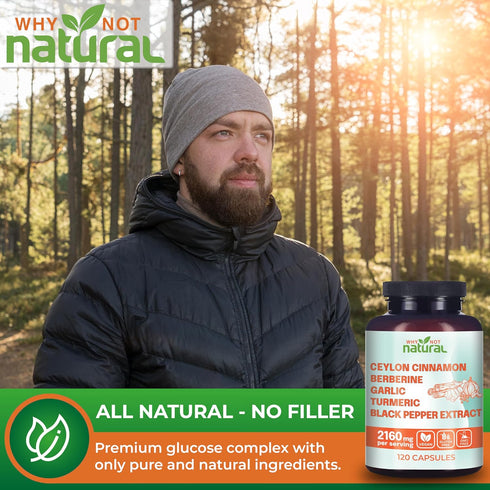 5-in-1 Organic Ceylon Cinnamon Capsules with Berberine, Garlic, Turmeric, Black Pepper Extract (120 Capsules)