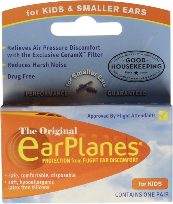 Earplanes Childrens Ear Plugs - Disposable for Flight Sound Noise and Air Protection, 1 Pair