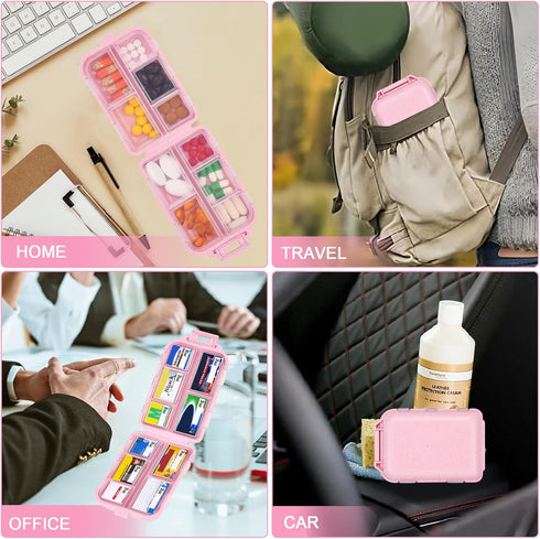 Shiritany 189 7 1 Pack) Travel Pill Organizer with Medicine Labels & Stickers - Day Pill Organizer (Pink