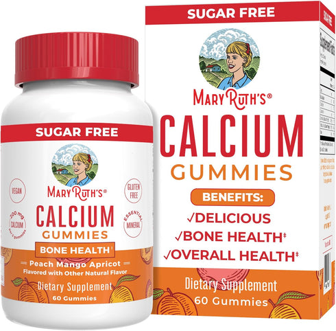 MaryRuth Organics Calcium Supplement | Sugar Free Calcium Gummies for Strong Bones, 60 Count