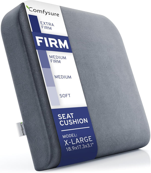 ComfySure Seat Cushion Extra Large - Firm Memory Foam Chair Pad for