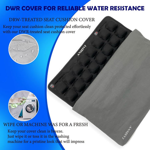 Air Inflatable Pressure Relief Seat Cushion for Wheelchair, Car, Office, Adjustable Firmness for Coccyx, Sciatica Pain