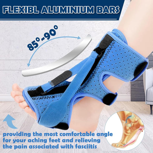 Plantar Fasciitis Night Splint - Foot Orthotic Brace for Achilles Tendonitis Relief, Day Night Use, Blue