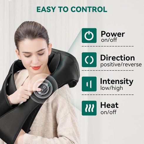 Snailax Cordless Massager - Shiatsu Neck and Shoulder Massager with Heat, FSA Eligible, Portable, Lumbar, Back Electric