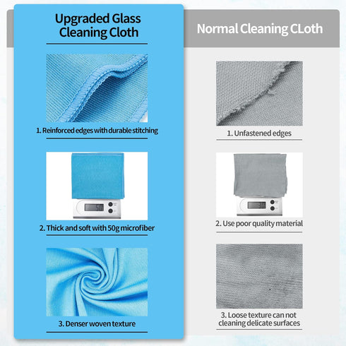Microfiber Glass Cleaning Cloth - 12 Pack, 16" x 14" Streak Free Towel for Delicate Surfaces
