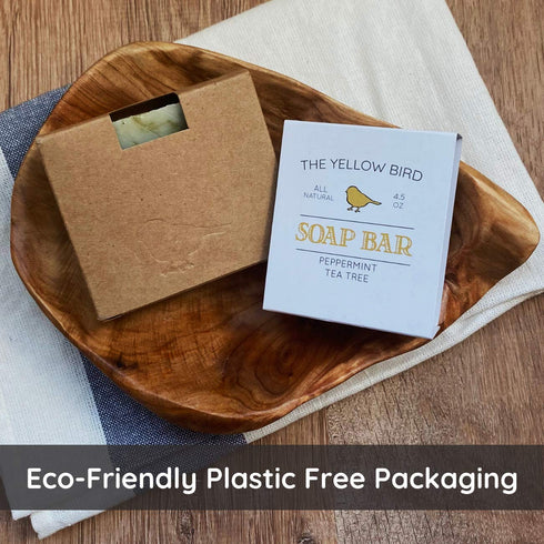 The Yellow Bird Peppermint Tea Tree Soap Bar, Made in USA, All Natural & Organic Ingredients, Sensitive Skin Soap