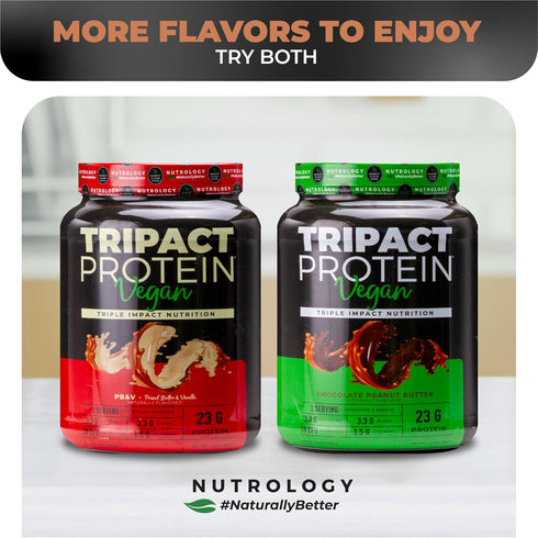 TRIPACT Vegan Protein Powder - 20 Servings - Chocolate Peanut Butter with Organic Pea Protein, BCAAs & Glutamine