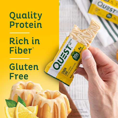 Quest Nutrition Lemon Cake Protein Bars, High Protein, Low Carb, Gluten Free, 12 Count