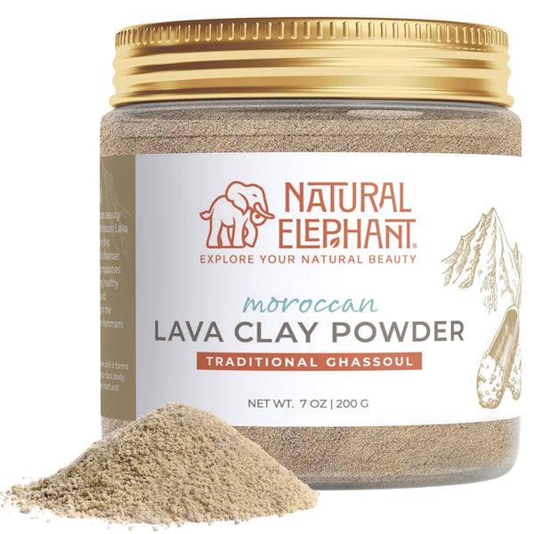Natural Elephant Ghassoul Moroccan Lava Clay Powder 100% Pure & Natural (200g Jar)