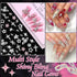 RODAKY 128PCS Silver Nail Charms, Cross Star Charms for Nails, 3D Saturn Planet Nail Jewelry, Pink Nail Rhinestone Gems