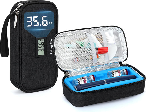 YOUSHARES Insulin Cooler Travel Case for Pen & Vials, Temperature Display Diabetic