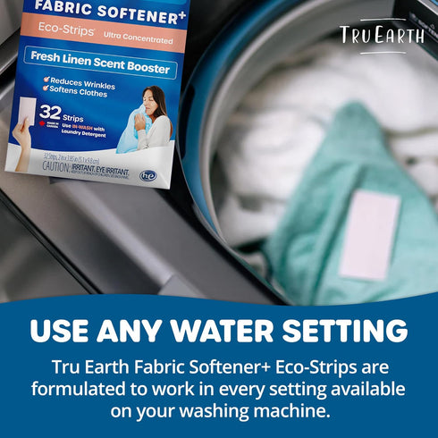Tru Earth Fabric Softener Strips for Washing Machine, Fresh Linen Scent Booster, Alternative to Liquid and Pods, Up to