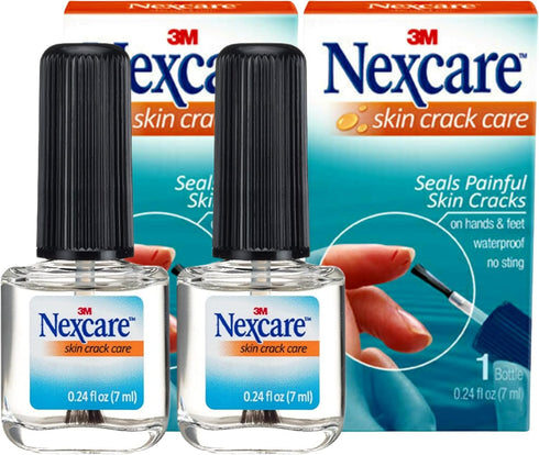 Nexcare Skin Crack Care, Waterproof No-Sting Liquid Bandage, 0.24 fl oz Bottle, Pack of 2