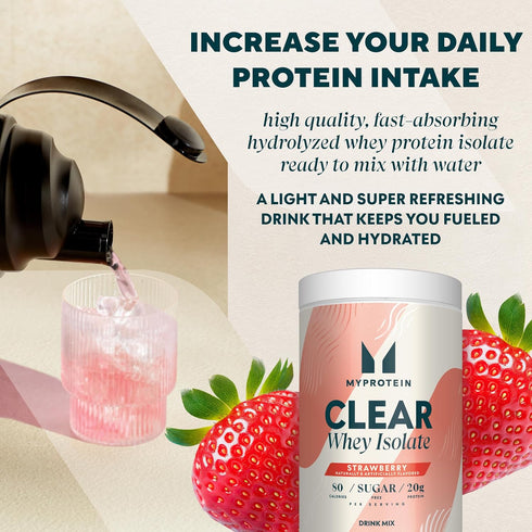 Myprotein Clear Whey Isolate Protein Powder - 1.1 Lb (20 Servings) Strawberry, 20g Protein per Serving
