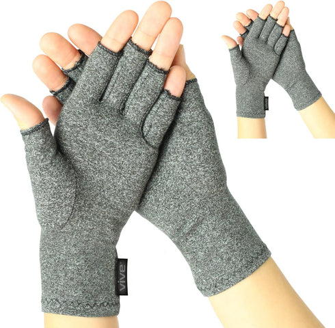Vive Arthritis Gloves (2 Pairs) - Men Women Rheumatoid Compression Hand Glove for Osteoarthritis Pain Relief