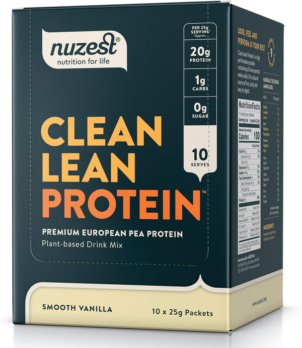 Nuzest Pea Protein Powder, Clean Lean Protein, Premium Vegan, Dairy Free, Gluten Free, Smooth Vanilla, 0.9 oz (Pack of