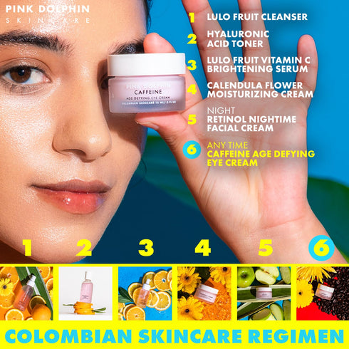 Pink Dolphin Caffeine Eye Cream - Reduces Dark Circles and Puffiness, Age Defying with Retinol and Vitamin E