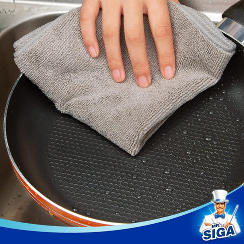 MR.SIGA Microfiber Cleaning Cloth, All-Purpose Towels, Pack of 12, Grey, 32 x 32 cm
