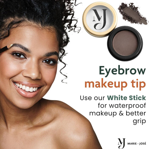 Marie-José Dark Brown Eyebrow Powder - Warm, Rich Chocolate Brown Makeup Powder, Compact Size 0.10oz