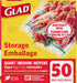 Glad Zipper Food Storage Plastic Bags | Quart - 50 Count (Packaging May Vary)