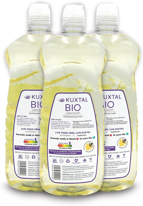Liquid Dish Soap 3-Pack Biodegradable & Eco-Frendly With Natural Ingredients, Deep Cleaning Power with Minimum Effort and Gentle on Hands, Scent Citrus.